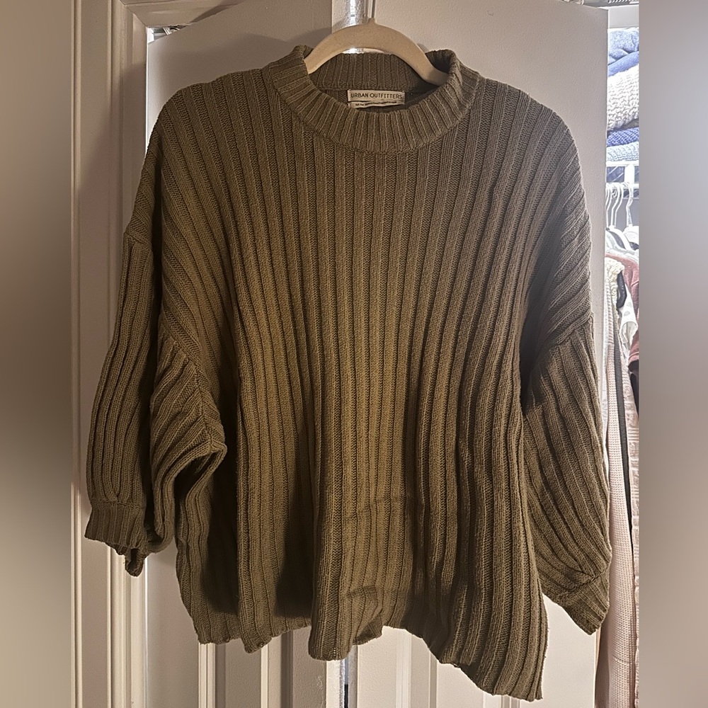 Urban Outfitters Green Ribbed Knit Sweater